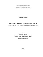 Luận án tiến sĩ ngành Phát triển nông thôn: Kiến thức bản địa và khả năng thích ứng với lũ của nông dân tỉnh An Giang
