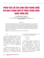 Phân tích lỗi của sinh viên Trung Quốc khi dịch trạng ngữ từ tiếng Trung Quốc sang tiếng Việt