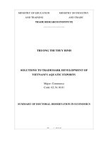 Summary of doctoral dissertation in economics: Solutions to trademark development of Vietnam’s aquatic exports