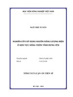 Tóm tắt Luận án Tiến sĩ: Nghiên cứu sử dụng nguồn năng lượng điện ở khu vực nông thôn tỉnh Hưng Yên