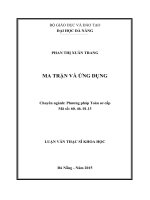 Tóm tắt luận văn Thạc sĩ Khoa học: Ma trận và ứng dụng