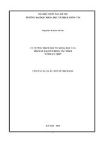 Tóm tắt Luận án Tiến sĩ Triết học: Tư tưởng triết học về khoa học của Francis Bacon trong tác phẩm công cụ mới