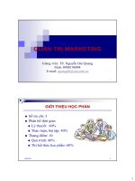 Bài giảng Quản trị Marketing: Chương 1 - TS. Nguyễn Hải Quang