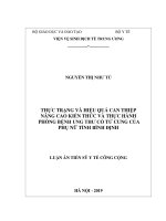 Luận án tiến sĩ Y tế công cộng: Thực trạng và hiệu quả can thiệp nâng cao kiến thức và thực hành phòng bệnh Ung thư cổ tử cung của phụ nữ tỉnh Bình Định