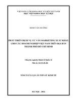 Tóm tắt Luận án tiến sĩ Kinh tế: Phát triển dịch vụ tư vấn marketing xuất khẩu cho các doanh nghiệp Việt Nam trên địa bàn thành phố Hồ Chí Minh