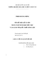 Luận án Tiến sĩ Lịch sử thế giới: Vấn đề thừa kế tài sản trong Ngự thành bại thức mục và so sánh với Quốc triều hình luật