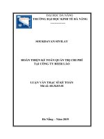 Tóm tắt Luận văn thạc sĩ Kế toán: Hoàn thiện công tác kế toán quản trị chi phí Công ty Beer Lào