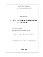 Tóm tắt Luận văn Thạc sĩ Công nghệ thông tin:  Suy diễn trên mô hình bản thể học và ứng dụng