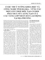 Cuộc thi ý tưởng khoa học và công nghệ tỉnh Bà Rịa - Vũng Tàu một sân chơi mới, tạo cơ hội phát huy sức sáng tạo của các tầng lớp nhân dân lao động tại địa phương