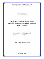Tóm tắt Luận án Tiến sĩ: Phát triển nuôi trồng thủy sản theo tiêu chuẩn VietGAP vùng ven biển tỉnh Nam Định