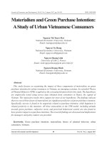 Materialism and green purchase intention: A study of urban Vietnamese consumers