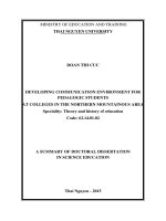 Dissertation summary: Developing communication environment for pedagogic students in colleges in the Northern mountainous area