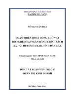 Tóm tắt luận văn Thạc sĩ Quản trị kinh doanh: Hoàn thiện hoạt động cho vay hộ nghèo tại Ngân hàng Chính sách xã hội huyện Ea Kar, tỉnh Đăk Lăk