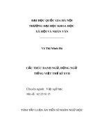 Tóm tắt Luận án Tiến sĩ Ngôn ngữ học: Cấu trúc danh ngữ, động ngữ tiếng Việt trong các văn bản chữ Quốc ngữ thế kỉ XVII