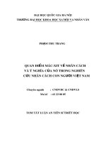 Tóm tắt Luận án Tiến sĩ Triết học: Quan điểm Mác-xít về nhân cách và ý nghĩa của nó trong nghiên cứu nhân cách con người Việt Nam
