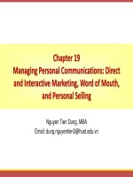 Lectures Marketing management: Chapter 19 - ThS. Nguyễn Tiến Dũng
