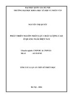 Tóm tắt Luận án Tiến sĩ Triết học: Phát triển nguồn nhân lực chất lượng cao ở Quảng Ngãi hiện nay