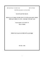 Tóm tắt Luận văn Tiến sĩ: Pháp luật về trợ cấp đối với các nước đang phát triển theo quy định của WTO - Bài học với Việt Nam