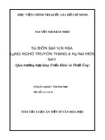 Tóm tắt Luận án Tiến sĩ Văn hóa học: Sự biến đổi văn hóa làng nghề truyền thống ở Hà Nội hiện nay” (Qua trường hợp làng Triều Khúc và Thiết Úng)