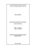 Summary of economic doctoral dissertation: Developing industry and trade in Da Nang city