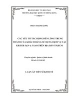 Luận án tiến sĩ Kinh tế: Các yếu tố tác động đến lòng trung thành của khách hàng sử dụng dịch vụ khách sạn 4, 5 sao trên địa bàn Tp.HCM