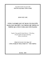 Tóm tắt Luận văn Thạc sĩ: Nâng cao hiệu quả sử dụng tài nguyên mạng mật độ siêu cao trong hệ thống 5G thông qua tối ưu hóa bản tin paging