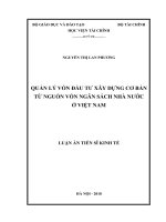 Luận án Tiến sĩ Kinh tế: Quản lý vốn đầu tư xây dựng cơ bản từ nguồn vốn ngân sách nhà nước ở Việt Nam