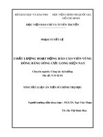 Tóm tắt Luận văn tiến sĩ Chính trị học: Chất lượng hoạt động báo cáo viên Vùng đồng bằng sông Cửu Long hiện nay