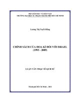 Luận văn Thạc sĩ Lịch sử: Chính sách của Hoa Kì đối với Israel (1993 - 2009)