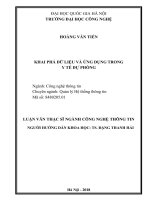 Tóm tắt Luận văn Thạc sĩ ngành công nghệ thông tin: Khai phá dữ liệu và ứng dụng trong y tế dự phòng