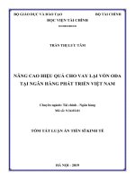 Tóm tắt Luận án tiến sĩ Kinh tế: Nâng cao hiệu quả cho vay lại vốn ODA tại Ngân hàng Phát triển Việt Nam