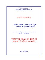 Tóm tắt luận án tiến sĩ Kinh tế nông nghiệp: Phát triển chăn nuôi lợn ở tỉnh Thừa Thiên Huế