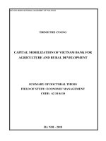 Summary of Doctoral Thesis Economic management: Capital mobilization of VietNam bank for agriculture and rural development