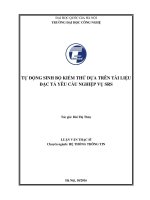 Tóm tắt Luận văn Thạc sĩ: Tự động sinh bộ kiểm thử dựa trên tài liệu đặc tả yêu cầu nghiệp vụ SRS