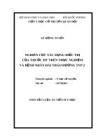 Tóm tắt Luận án Tiến sĩ Y học: Nghiên cứu tác dụng điều trị của thuốc HT trên thực nghiệm và bệnh nhân đái tháo đường Typ 2