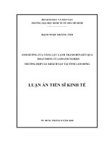 Luận án tiến sĩ Kinh tế: Ảnh hưởng của năng lực cạnh tranh đến kết quả hoạt động của doanh nghiệp: Trường hợp các khách sạn tại tỉnh Lâm Đồng