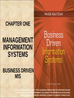 Lecture Business driven information systems (4/e): Chapter 1 - Paige Baltzan
