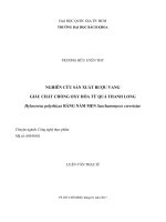 Nghiên cứu sản xuất rượu vang giàu chất chống oxy hóa từ quả thanh long hylocereus polyrhizus bằng nấm men saccharomyces cerevisiae