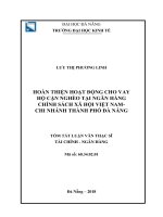 Tóm tắt Luận văn thạc sĩ Tài chính ngân hàng: Hoàn thiện hoạt động cho vay hộ cận nghèo của NHCSXH Việt Nam– Chi nhánh thành phố Đà Nẵng
