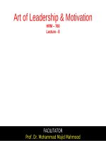 Lecture Art of Leadership and Motivation - Lecture 8
