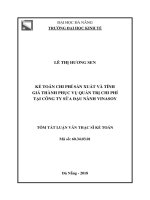 Tóm tắt luận văn Thạc sĩ Kế toán: Kế toán chi phí sản xuất và tính giá thành nhằm phục vụ quản trị chi phí ở Công ty Sữa Đậu nành – Vinasoy