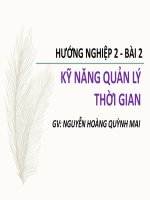 Bài giảng Hướng nghiệp 2 - Bài 2: Kỹ năng quản lý thời gian