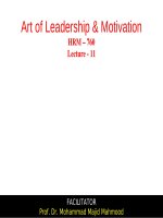 Lecture Art of Leadership and Motivation - Lecture 11