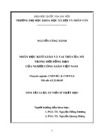 Tóm tắt Luận án Tiến sĩ Triết học: Nhân học Kitô giáo và vai trò của nó trong đời sống đạo của người Công giáo Việt Nam