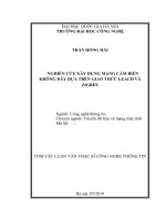 Tóm tắt Luận văn Thạc sĩ Công nghệ thông tin: Nghiên cứu xây dựng mạng cảm biến không dây dựa trên giao thức LEACH và ZigBee