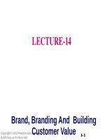 Lecture fundamentals of marketing - Lecture 14: Brand, branding and building customer value