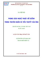 Luận văn Thạc sĩ Ngữ văn: Phong cách nghệ thuật Hồ Dzếnh trong truyện ngắn và tiểu thuyết của ông