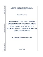 MA thesis in English language: An investigation into common errors related to collocations with “make” and “do” by EFL students at Van Lam high school in Hung Yen province