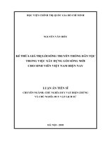 Luận án tiến sĩ Triết học: Kế thừa giá trị lối sống truyền thống dân tộc trong việc xây dựng lối sống mới cho sinh viên Việt Nam hiện nay