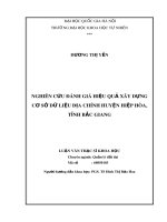 Luận văn Thạc sĩ Khoa học: Nghiên cứu đánh giá hiệu quả xây dựng cơ sở dữ liệu địa chính huyện Hiệp Hòa, tỉnh Bắc Giang